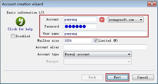 Account Creation Wizard