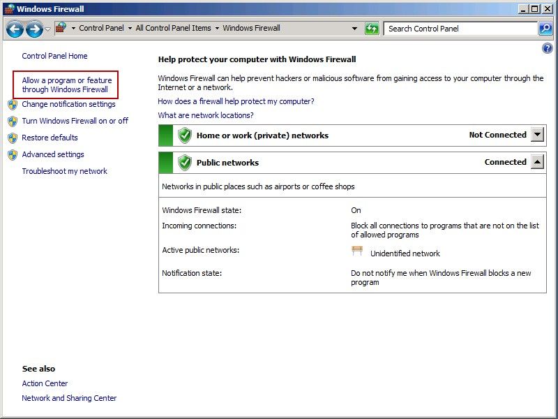 Windows 2008 Firewall