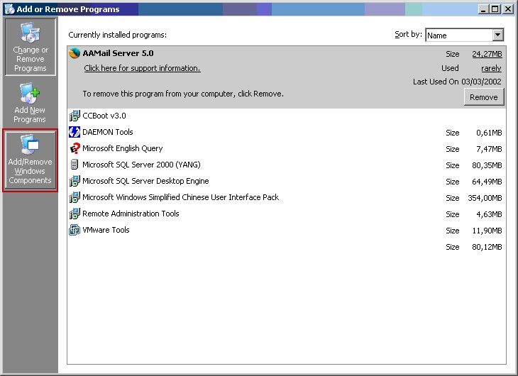 Add/Remove Windows Components