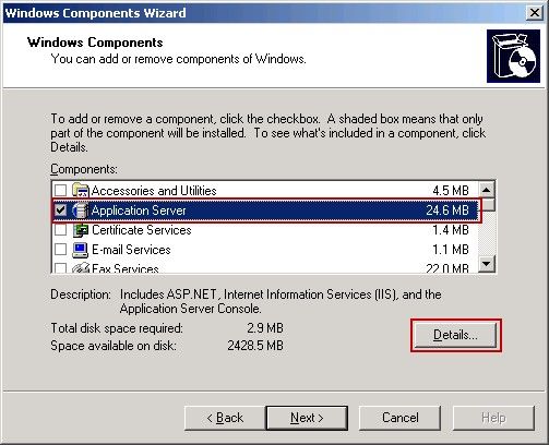 Windows Components Wizard