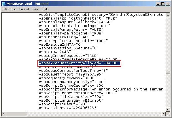 AspMaxRequestEntityAllowed