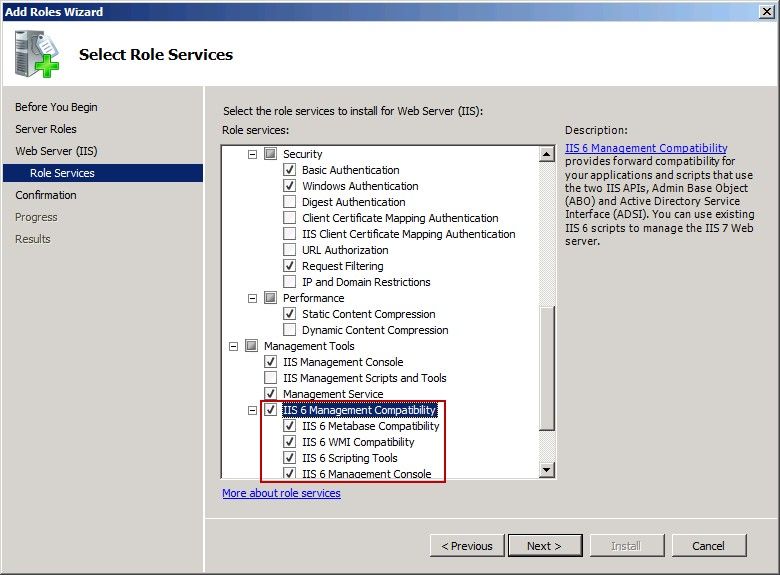 IIS6 Management Compatibility