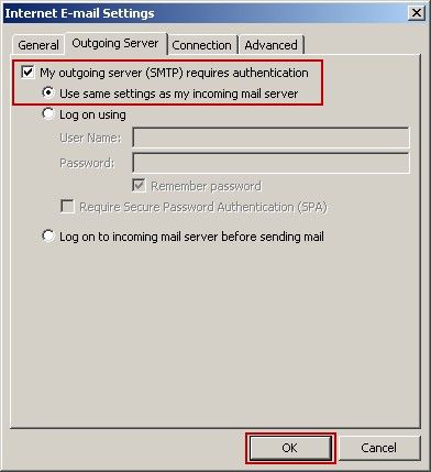 Internet E-mail Settings