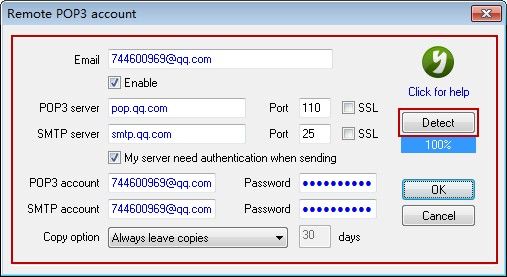 Remote POP3 Account
